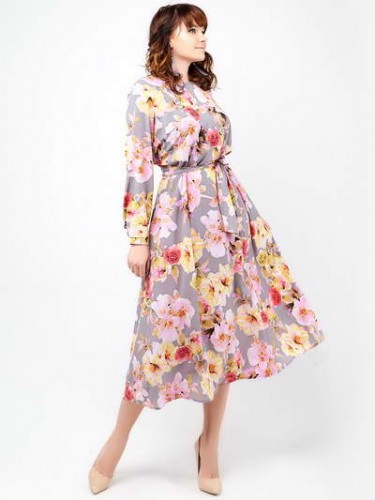 Платье, мод. 5242 серо-розовый